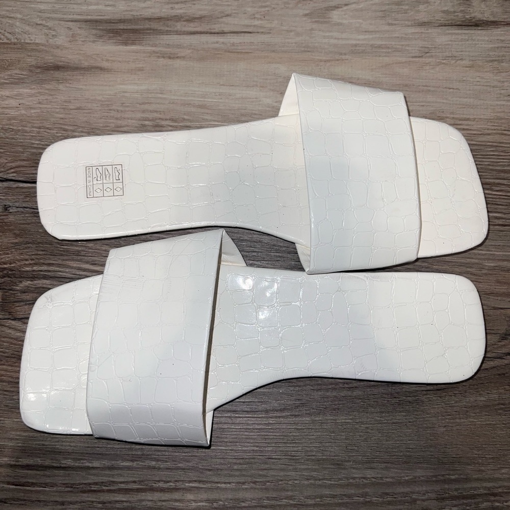 White snake skin sandals